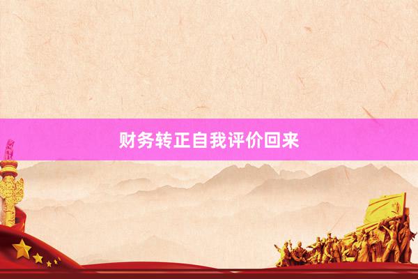 财务转正自我评价回来